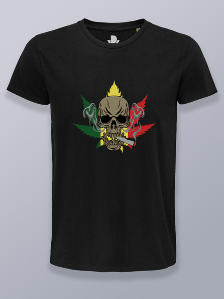 Camiseta hombre calavera cannabis