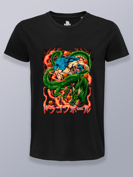 Camiseta hombre Goku Súper Saiyajin azul y Shen Long Dragon Ball