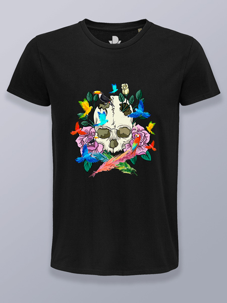 Camiseta hombre calavera de la naturaleza