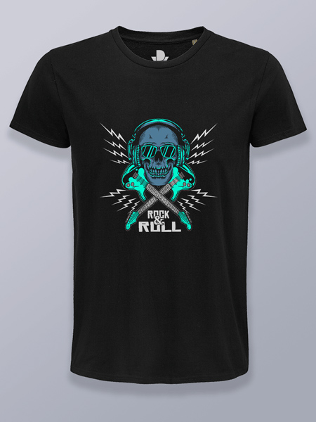 Camiseta hombre calavera rokera