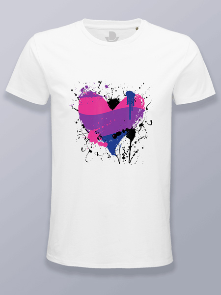 Camiseta hombre corazón orgullo bisexual