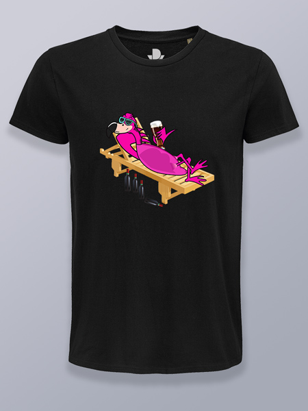 Camiseta hombre flamenco tumbado bebiendo