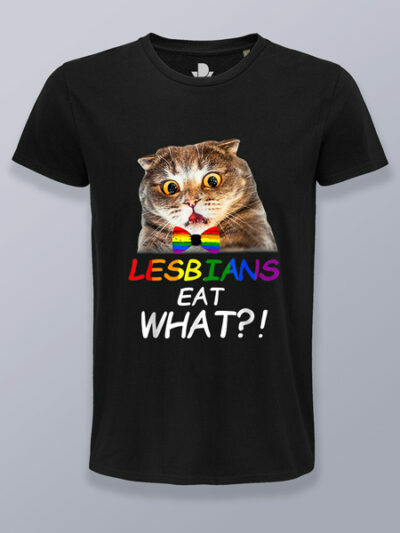 Camiseta hombre gato lesbianas comen