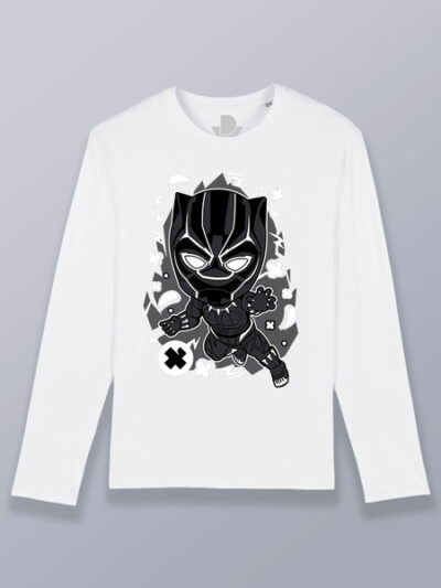 Camiseta hombre manga larga Black Panther cabezón