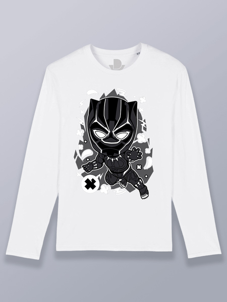 Camiseta hombre manga larga Black Panther cabezón