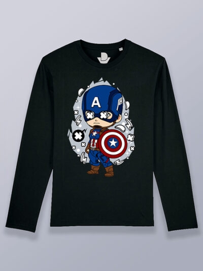 Camiseta hombre manga larga Capitán América Cabezón
