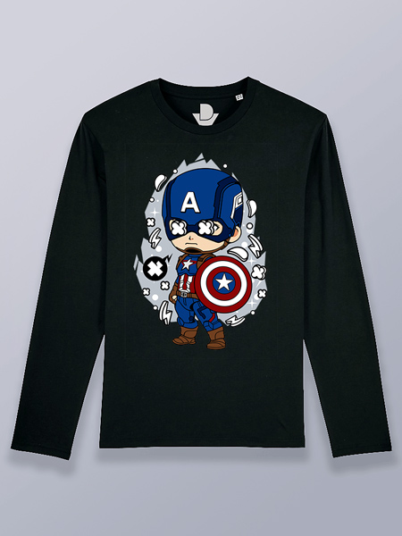 Camiseta hombre manga larga Capitán América Cabezón