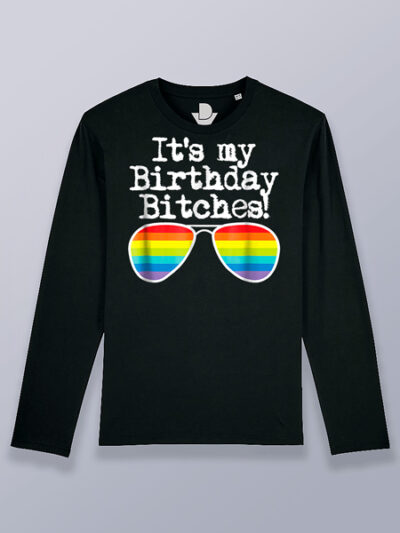 Camiseta hombre manga larga flores Cumpleaños gafas