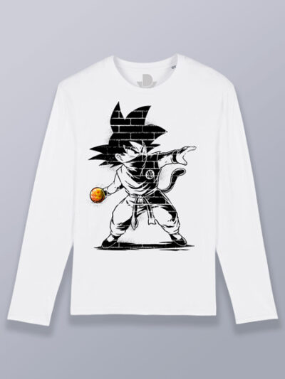 Camiseta hombre manga larga Goku lanzando bola de dragon Dragon ball