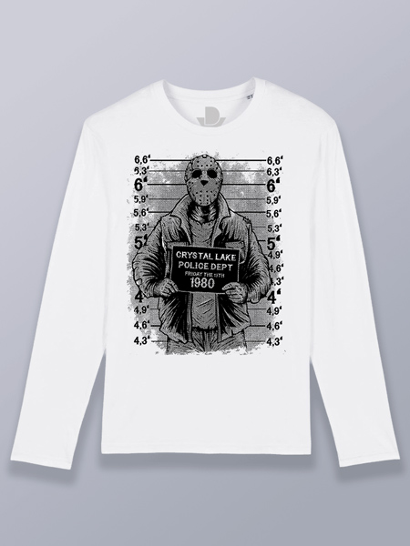Camiseta hombre manga larga Jason Voorhees foto policial