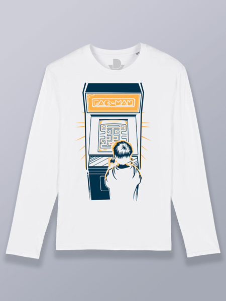 Camiseta hombre manga larga Pac Man arcade