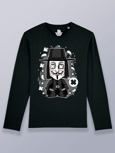 Camiseta hombre manga larga V de Vendetta cabezón