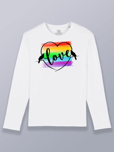 Camiseta hombre manga larga amor arcoíris (color negro)