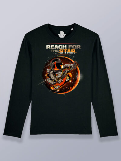 Camiseta hombre manga larga astronauta hacia la estrella en skate