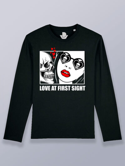 Camiseta hombre manga larga calavera amor a primera vista