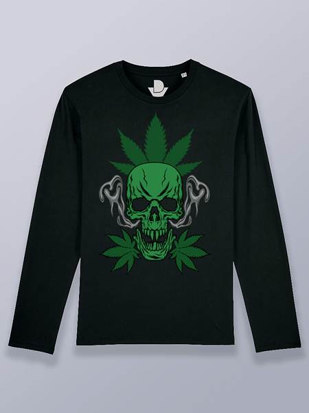 Camiseta hombre manga larga calavera con humo