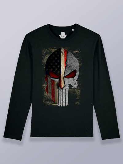 Camiseta hombre manga larga calavera espartana