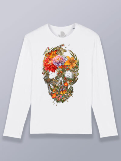 Camiseta hombre manga larga calavera natural