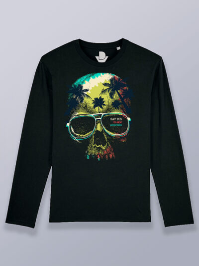 Camiseta hombre manga larga calavera playera