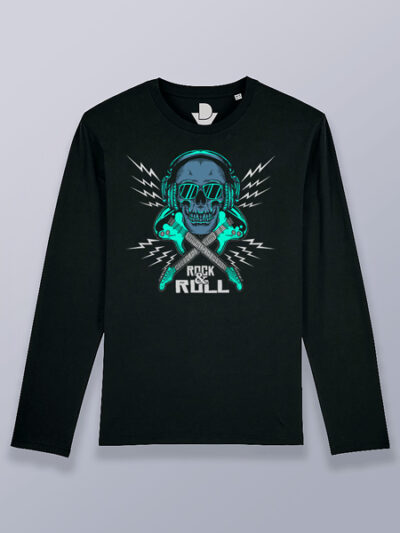 Camiseta hombre manga larga calavera rockera
