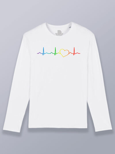 Camiseta hombre manga larga corazón con línea cardíaca