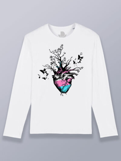 Camiseta hombre manga larga corazón con ramas transgénero