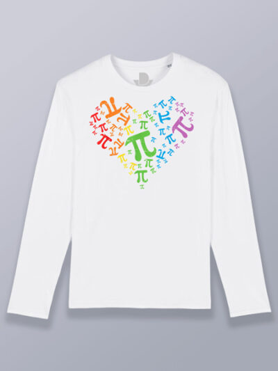 Camiseta hombre manga larga corazón número Pi π