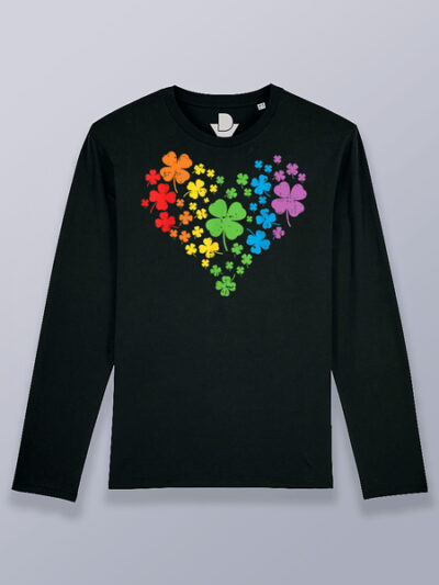 Camiseta hombre manga larga corazón tréboles