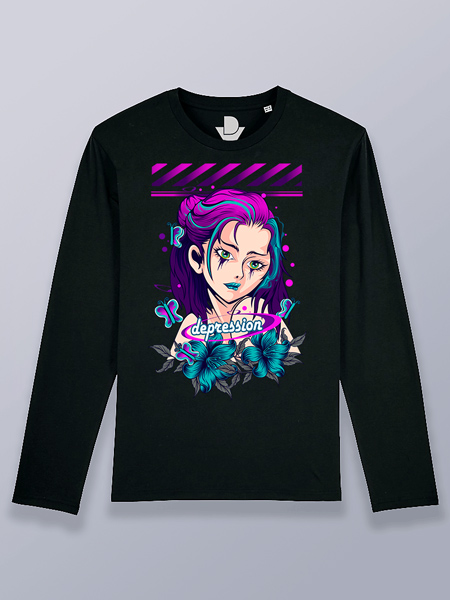 Camiseta hombre manga larga depression anime girl