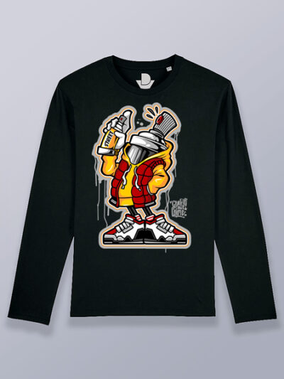 Camiseta hombre manga larga espray de grafiti