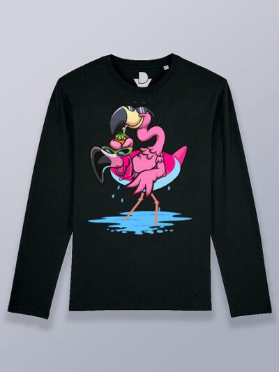 Camiseta hombre manga larga flamenco en flotador