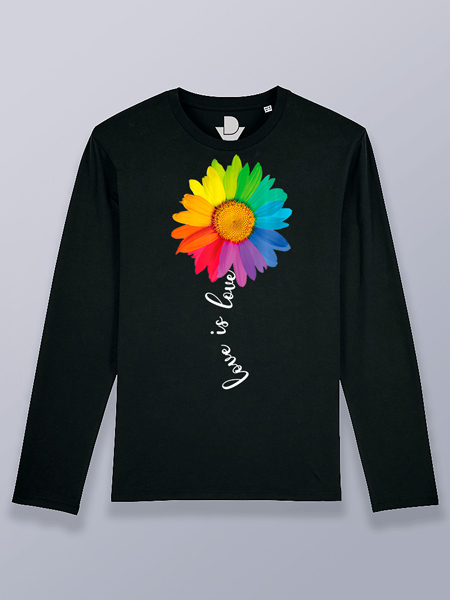 Camiseta hombre manga larga flor margarita colorines