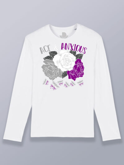 Camiseta hombre manga larga flores orgullo asexual