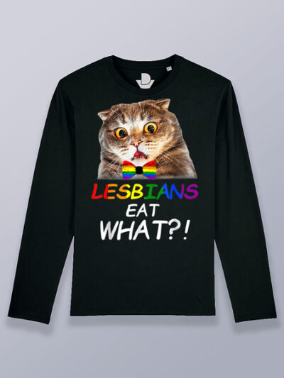 Camiseta hombre manga larga gato lesbianas comen