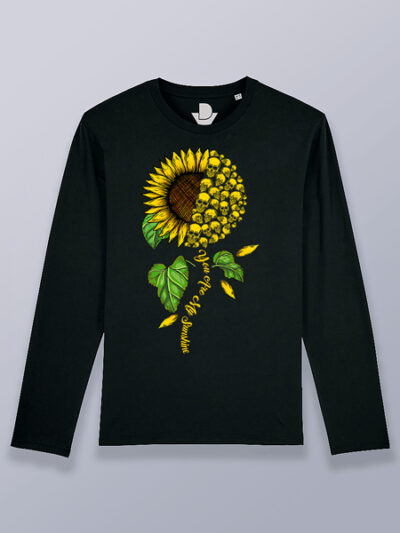 Camiseta hombre manga larga girasol de calaveras