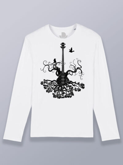 Camiseta hombre manga larga guitarra árbol