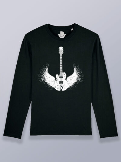 Camiseta hombre manga larga Guitarra con alas