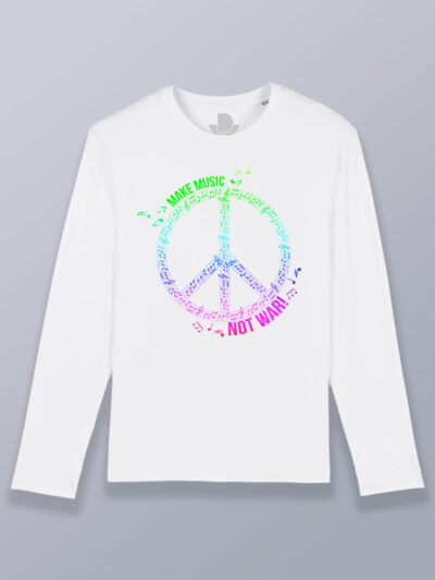 Camiseta hombre manga larga haz música no la guerra
