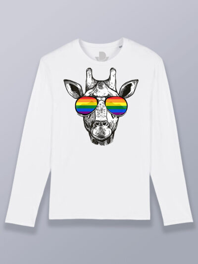 Camiseta hombre manga larga jirafa gafas LGTBIQ