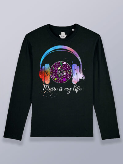 Camiseta hombre manga larga la música es mi vida