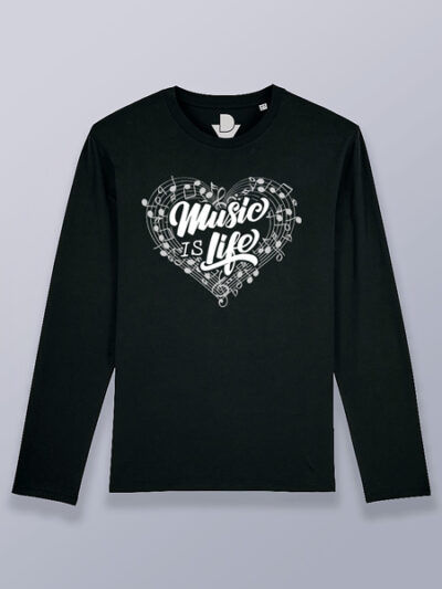 Camiseta hombre manga larga la música es vida
