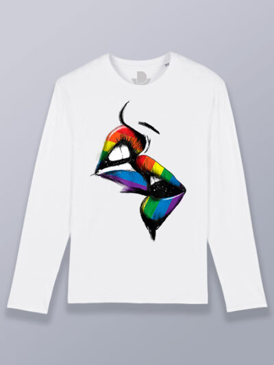 Camiseta hombre manga larga labios mordiéndose