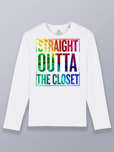 Camiseta hombre manga larga letras salir del armario