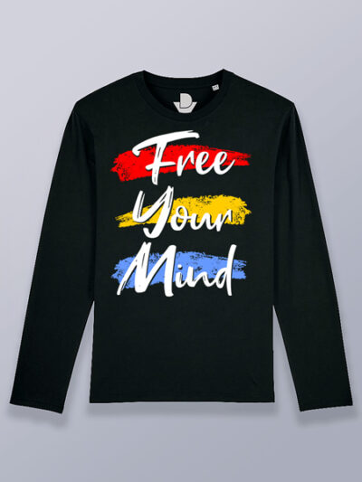 Camiseta hombre manga larga libera tu mente (color blanco)