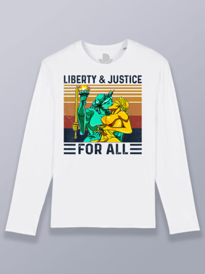 Camiseta hombre manga larga libertad y justicia para todos