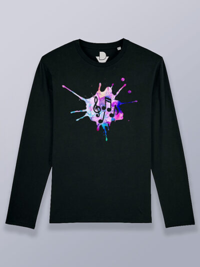 Camiseta hombre manga larga mancha musical