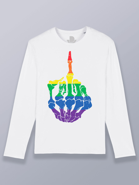 Camiseta hombre manga larga mano esqueleto