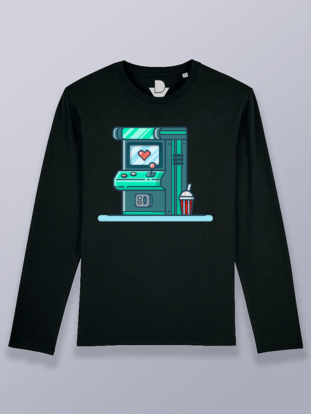 Camiseta hombre manga larga máquina arcade