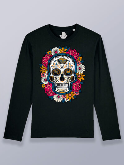 Camiseta hombre manga larga mejicana con flores