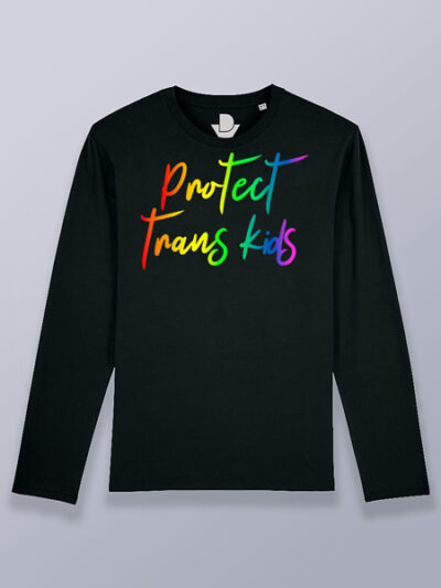 Camiseta hombre manga larga protege niños trans